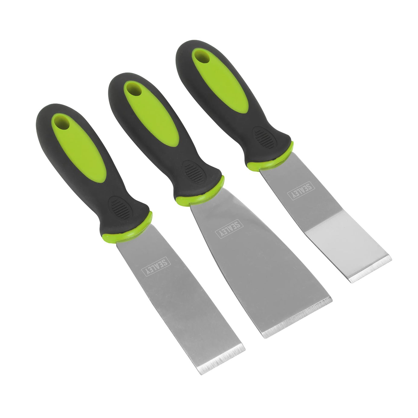 Sealey 3pc Scraper Set Rigid Blade Decorator Filling Wallpaper Paint Putty Knife