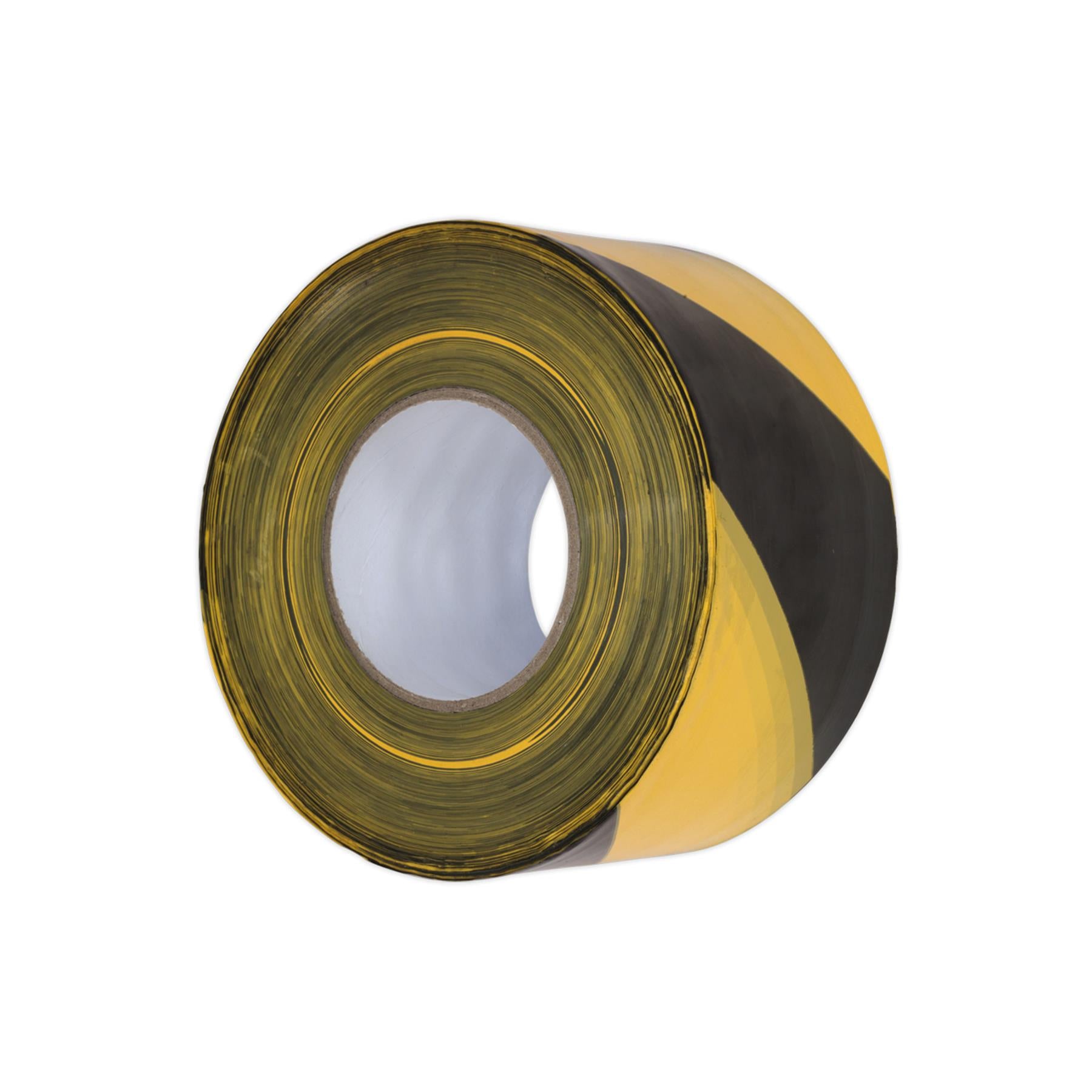 Sealey Hazard Warning Barrier Tape 80mm x 100m Black/Yellow Non-Adh
