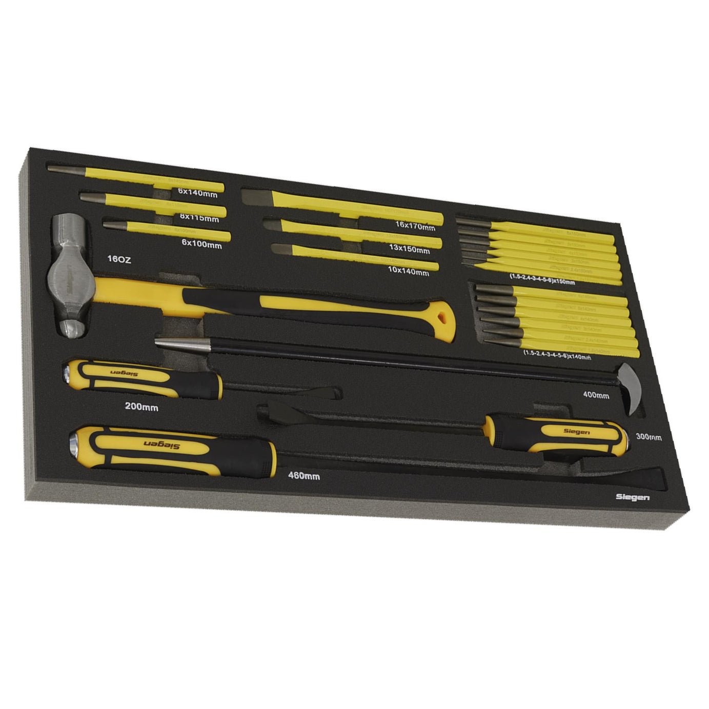 Sealey Tool Tray with Pry Bar, Hammer & Punch Set 23pc