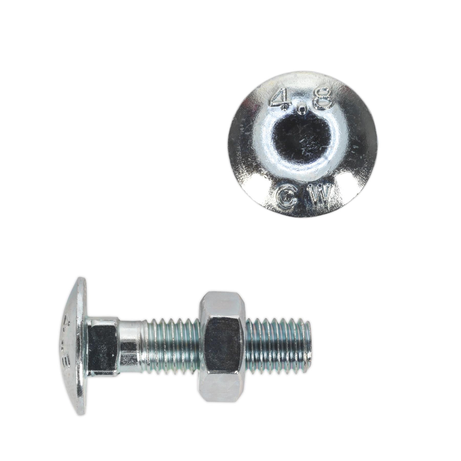 Sealey M10 (10mm) X 40mm Coach Bolts With Hexagon Full Nuts Zinc Pack Of 50