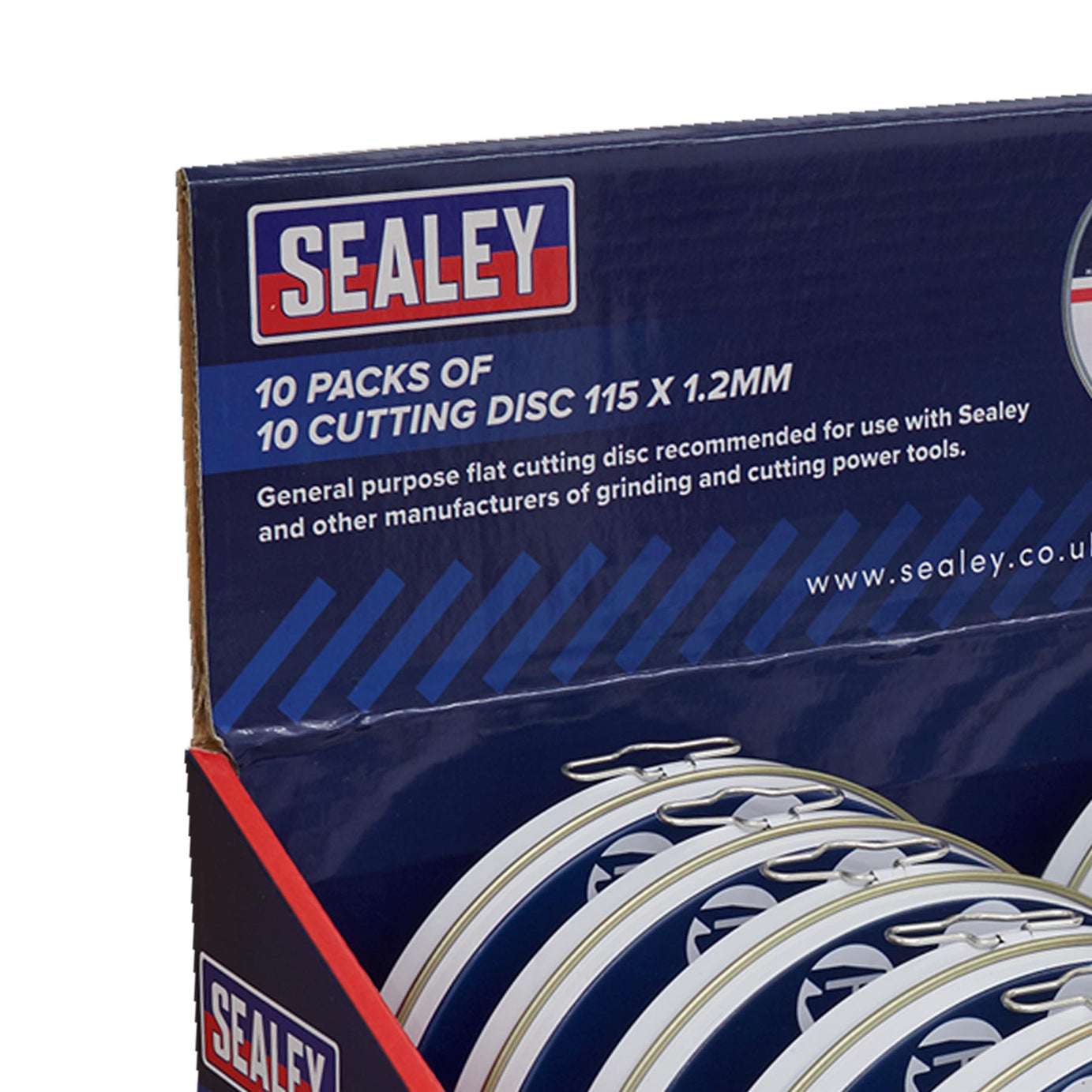 Sealey Cutting Disc 115 x 1.2mm Display Box 10 Packs of 10