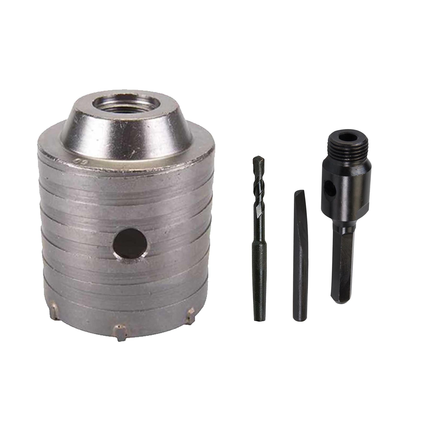TCT Core Drill Bit 60mm Hole Saw Masonry Stone Brick Hex 100mm Extensions Pilot