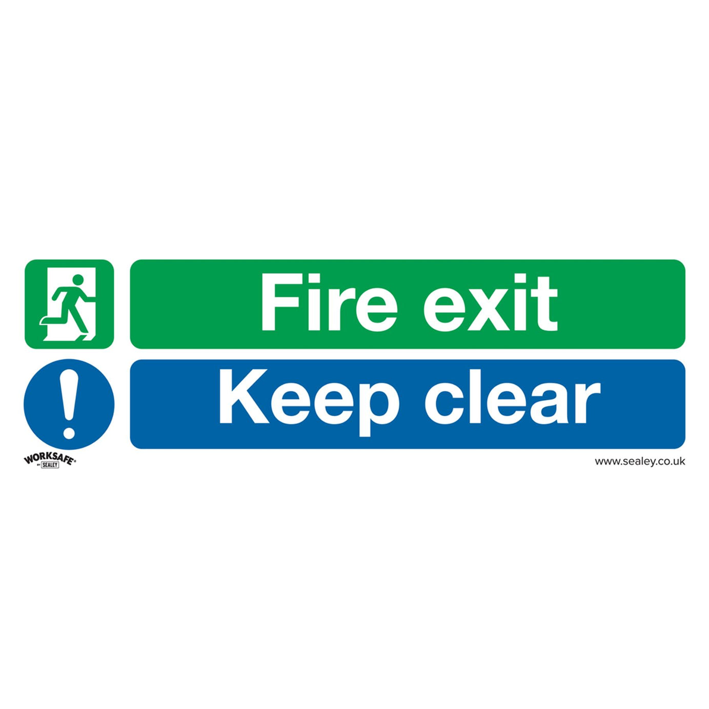 Sealey Sfty Sign - Fire Exit Keep Clr (Lg) - Self-Adhes. - Pk of 10