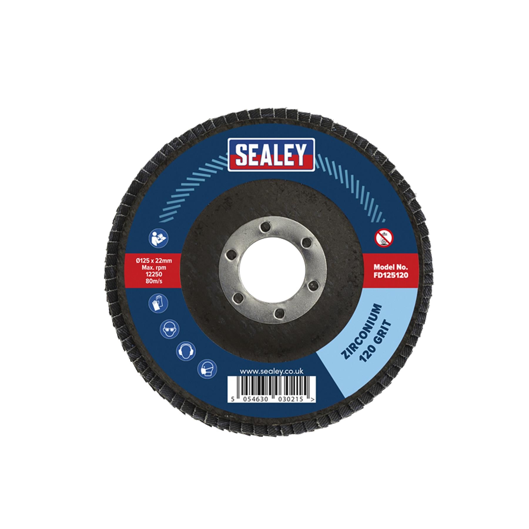 Sealey Flap Disc Aluminium Oxide Ø125mm Ø22mm Bore 120Grit