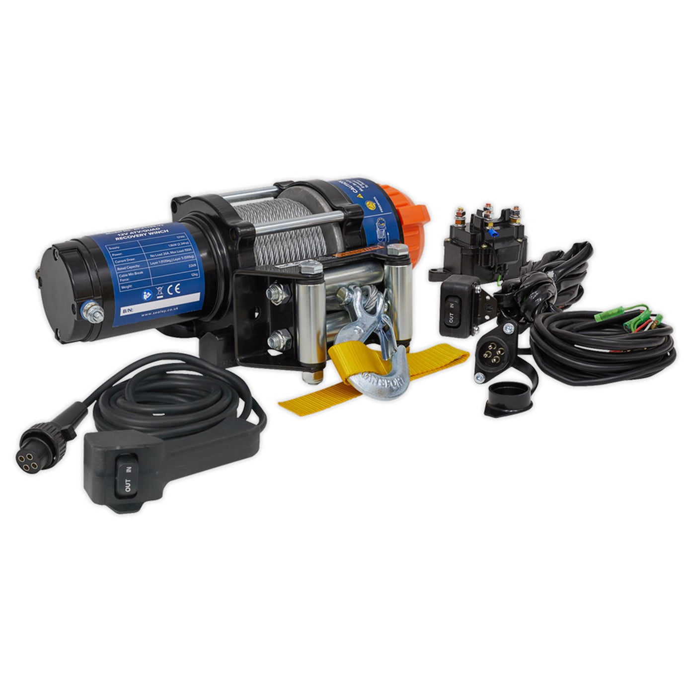 Sealey ATV/Quad Recovery Winch 1135kg (2500lb) Line Pull 12V