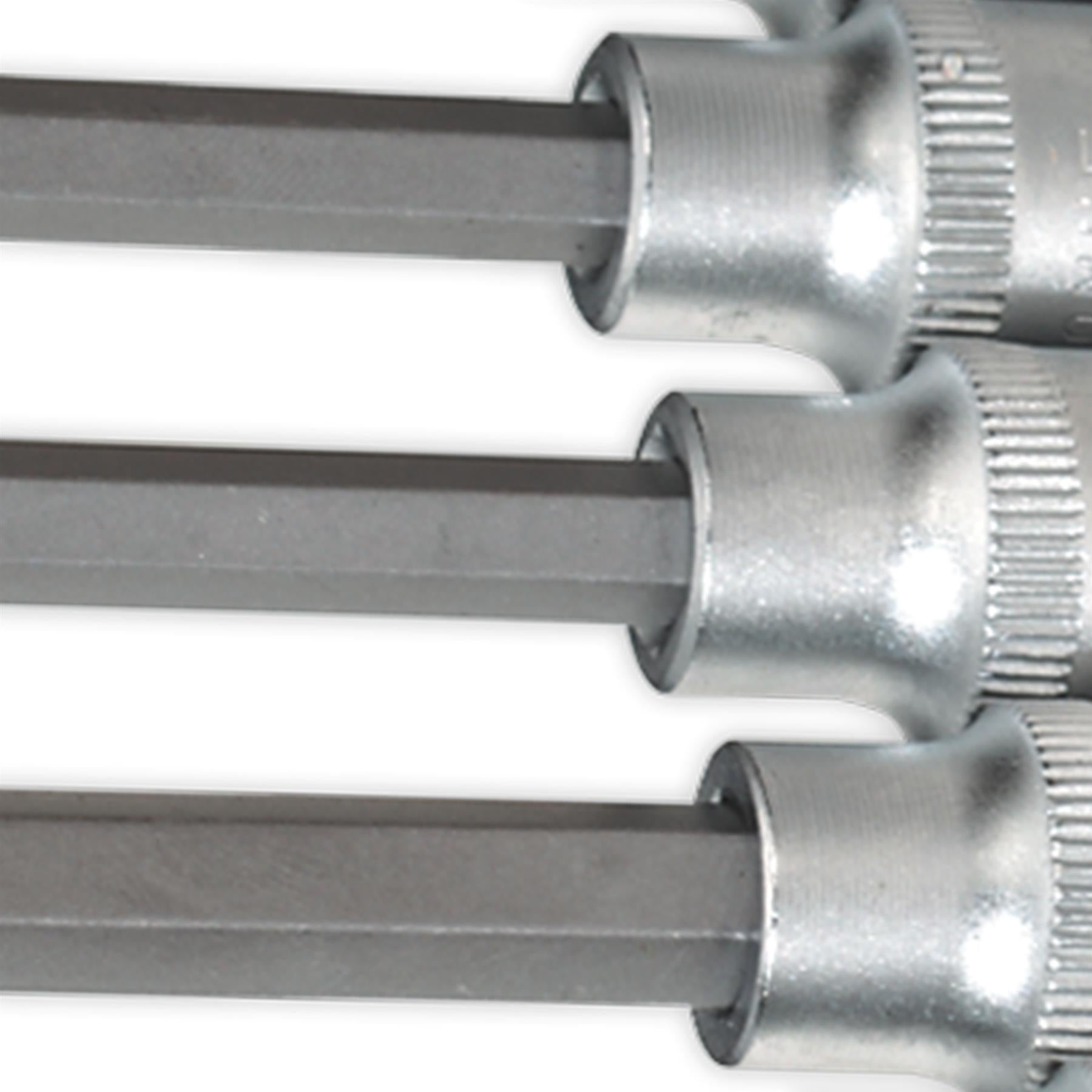Sealey Ball-End Hex Socket Bit Set 7pc Metric 3/8"Sq Drive 100mm