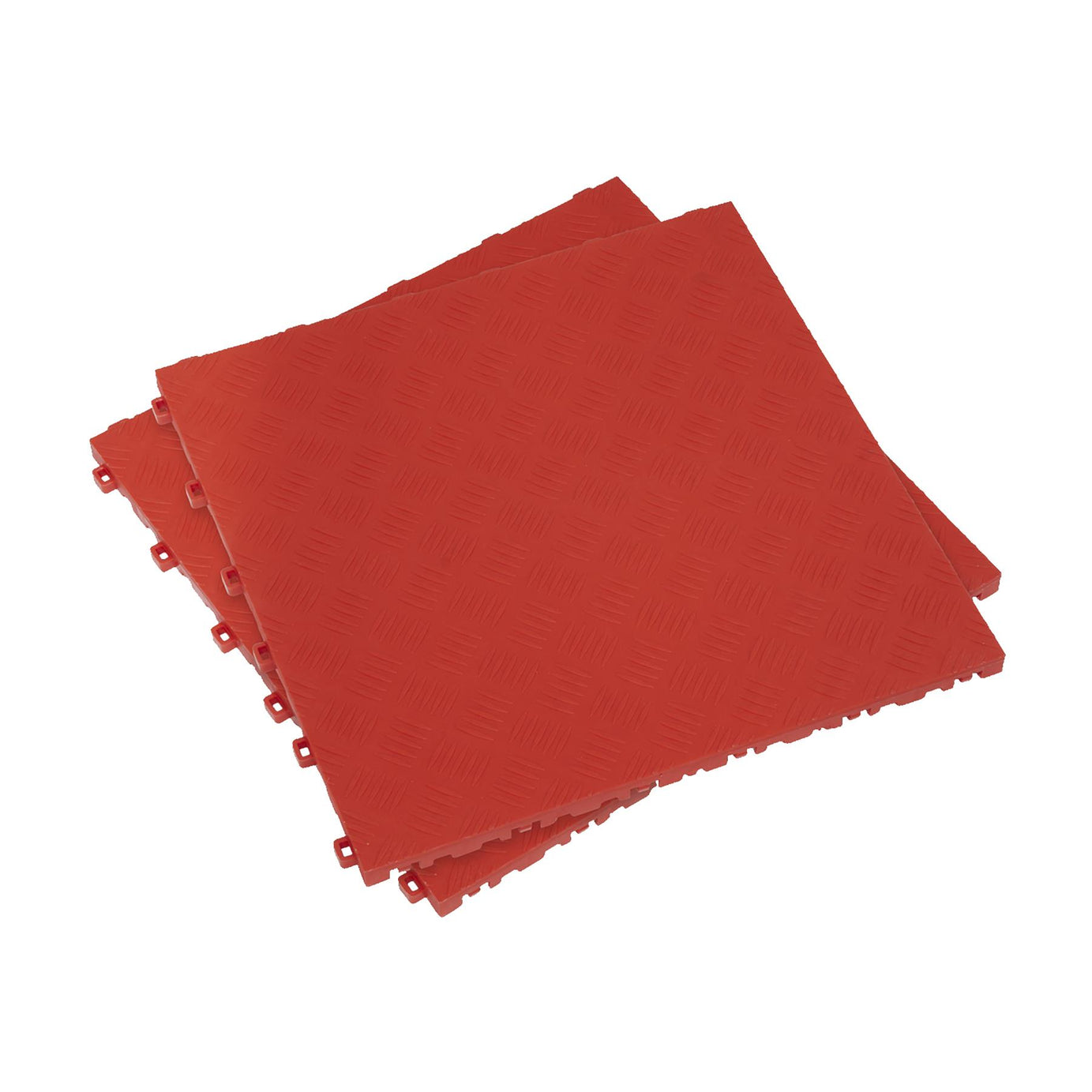 Sealey Polypropylene Floor Tile-Red Treadplate 400x400mm Pack of 9