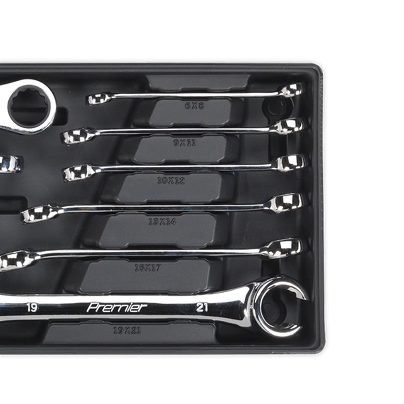 Sealey Tool Tray with Flare Nut & Ratchet Ring Spanner Set 12pc