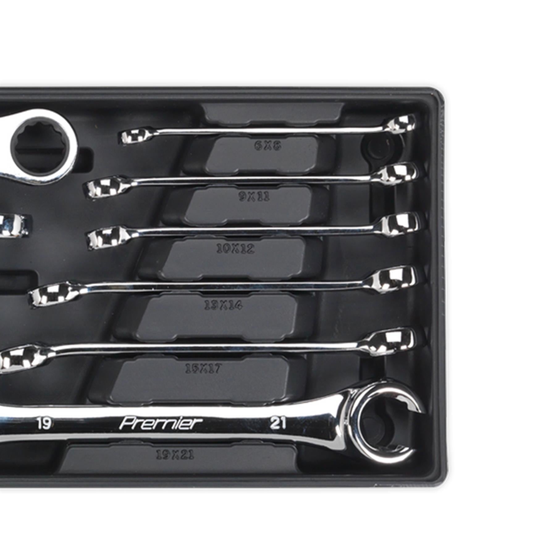 Sealey Tool Tray with Flare Nut & Ratchet Ring Spanner Set 12pc