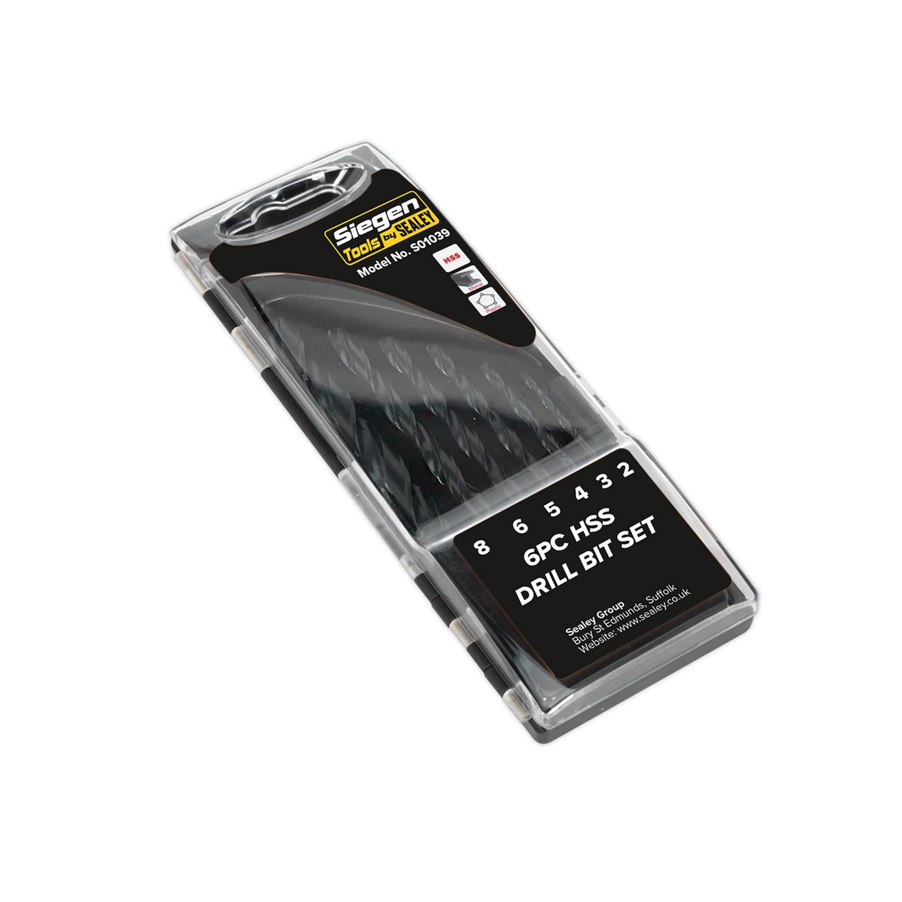 6 Pc Sealey HSS Drill Bit Set DIN 338 Six Popular Sizes