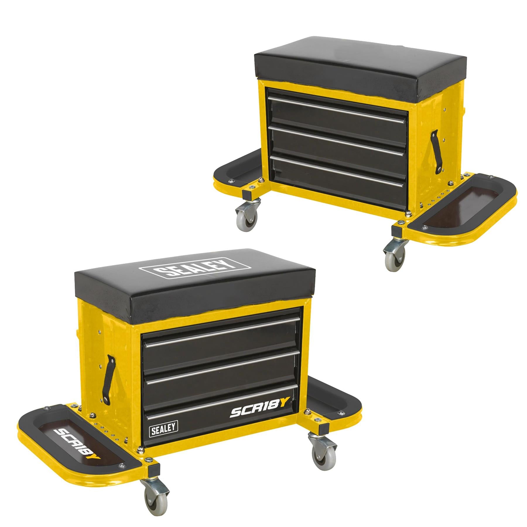 Sealey Mechanic's Utility Seat & Toolbox - Yellow