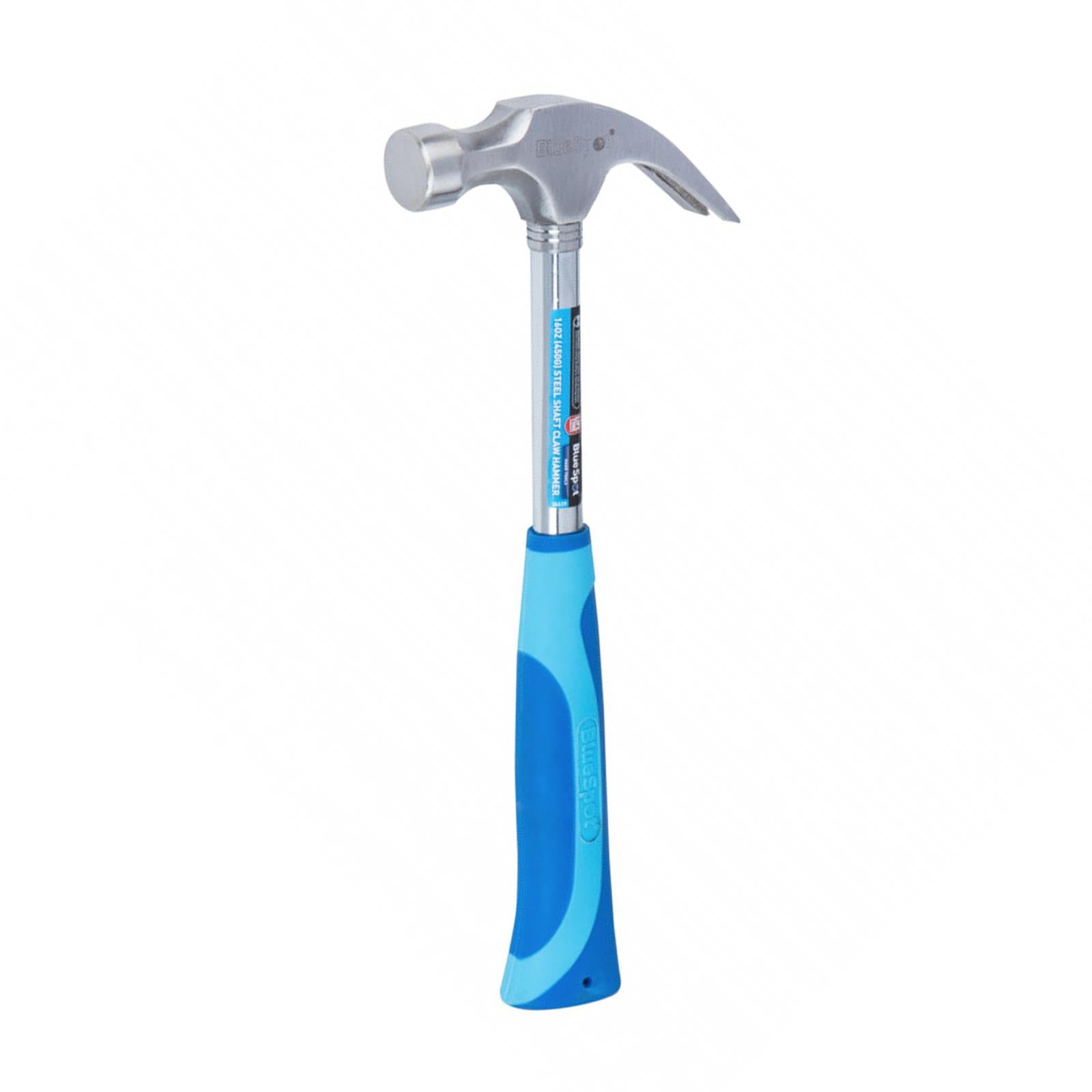 BlueSpot Claw Hammer Fibreglass 16oz Hardened Steel Curved Head Rubber Grip Nail Puller