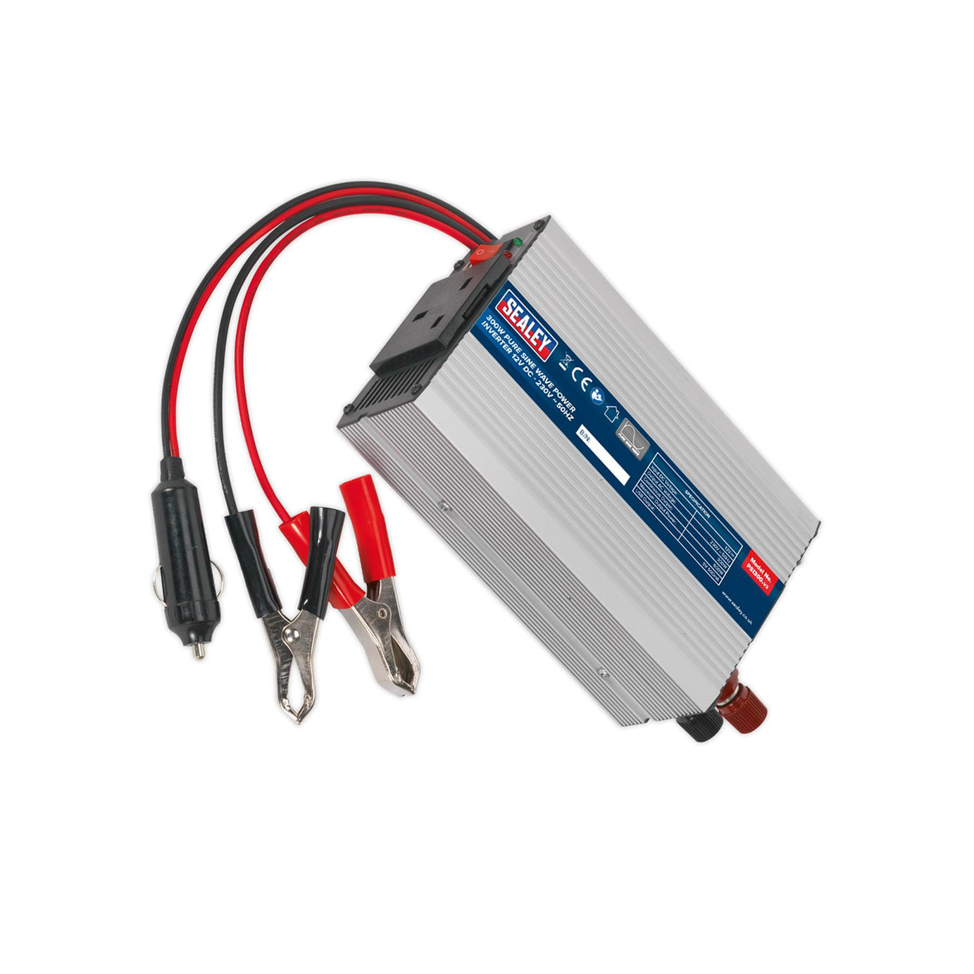 Sealey Power Inverter Pure Sine Wave 300W 12V DC - 230V 50Hz