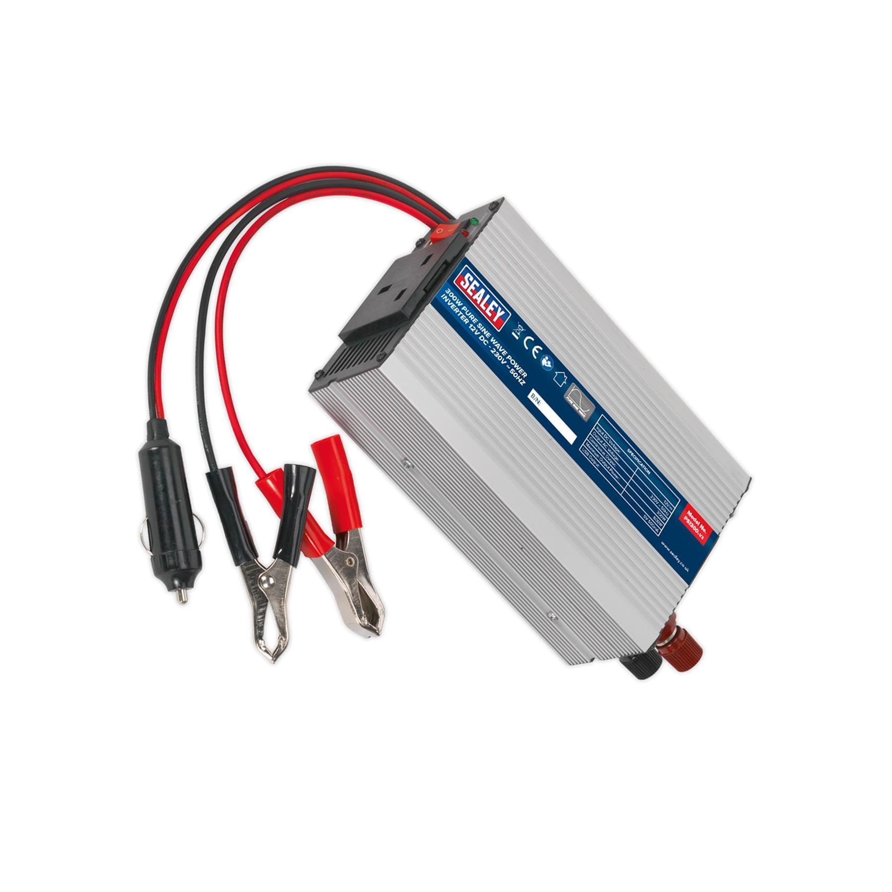 Sealey Power Inverter Pure Sine Wave 300W 12V DC - 230V 50Hz