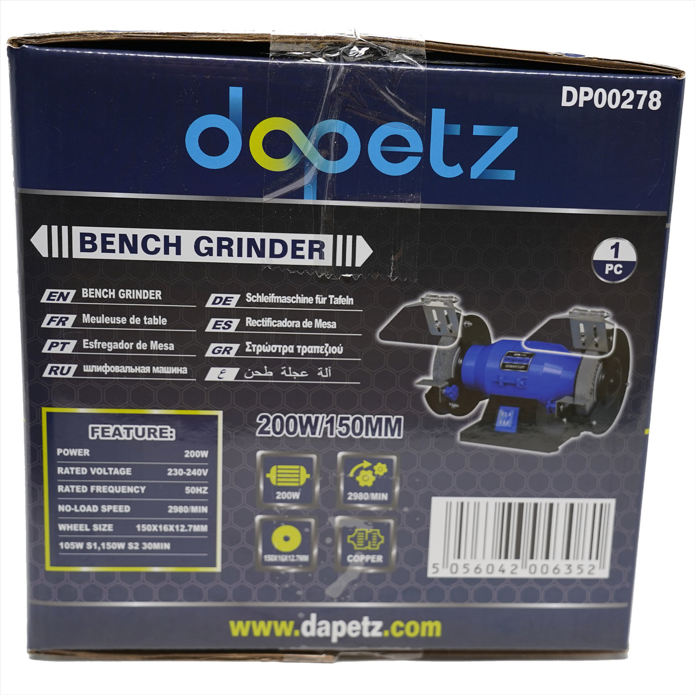 Worktop Bench Grinder 150mm 150W Power Tools Top Polish 3Y Guarantee