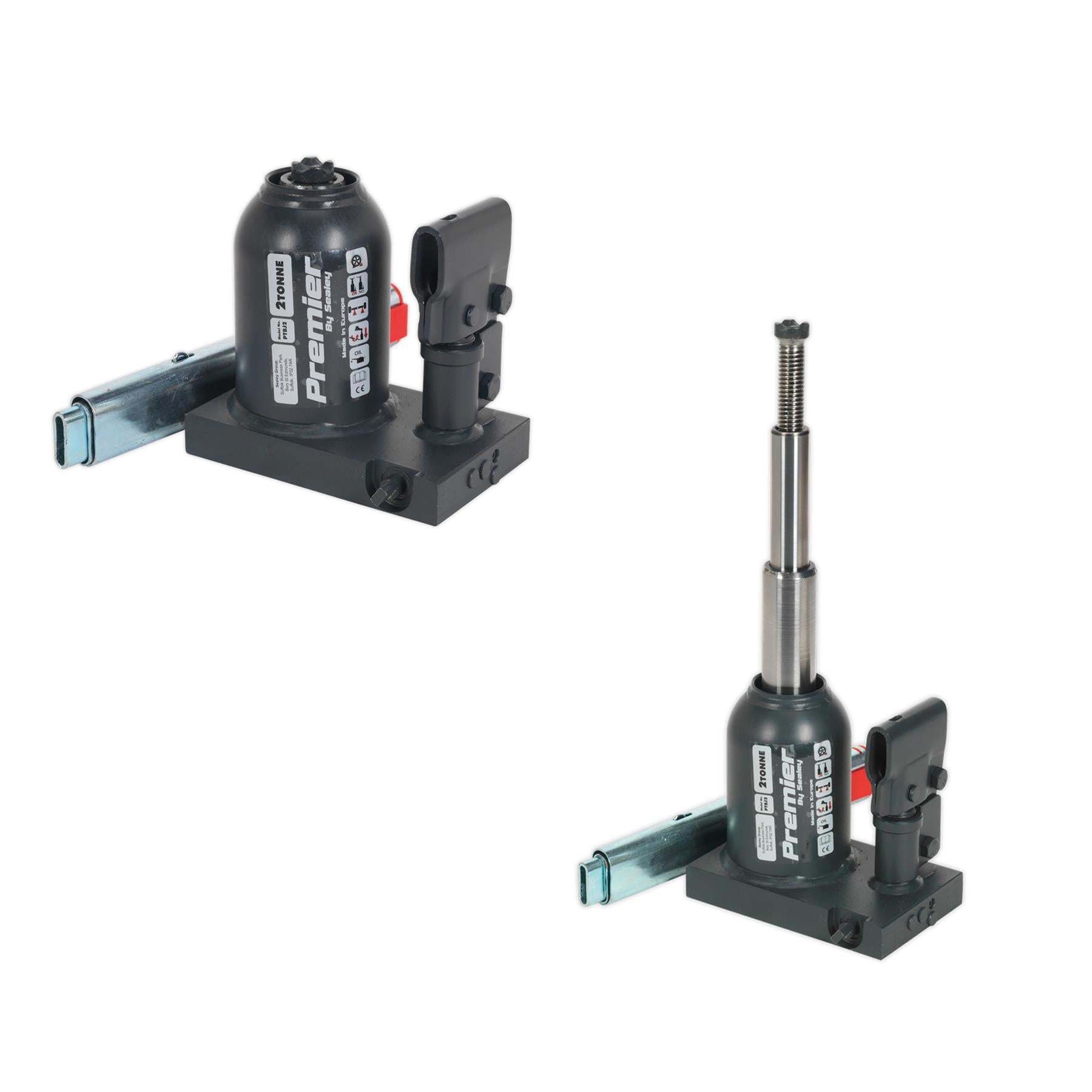 Sealey Premier Telescopic Bottle Jack 2tonne Safety Overload Valve