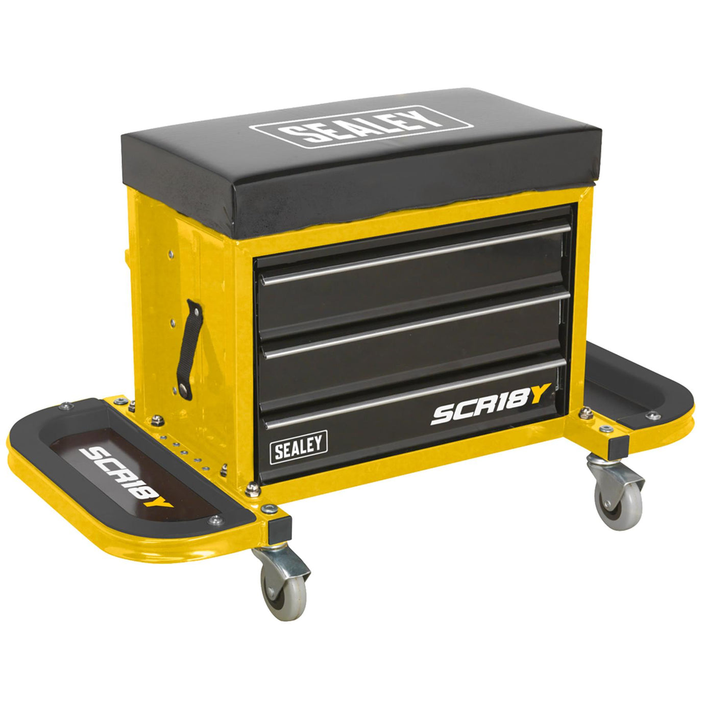 Sealey Mechanic's Utility Seat & Toolbox - Yellow