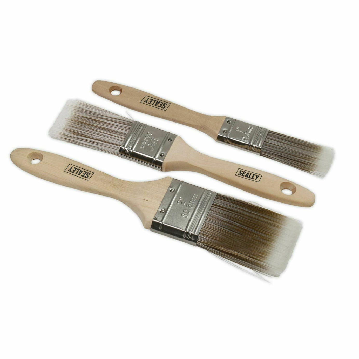 Sealey Wooden Handle Paint Brush Set 3pc