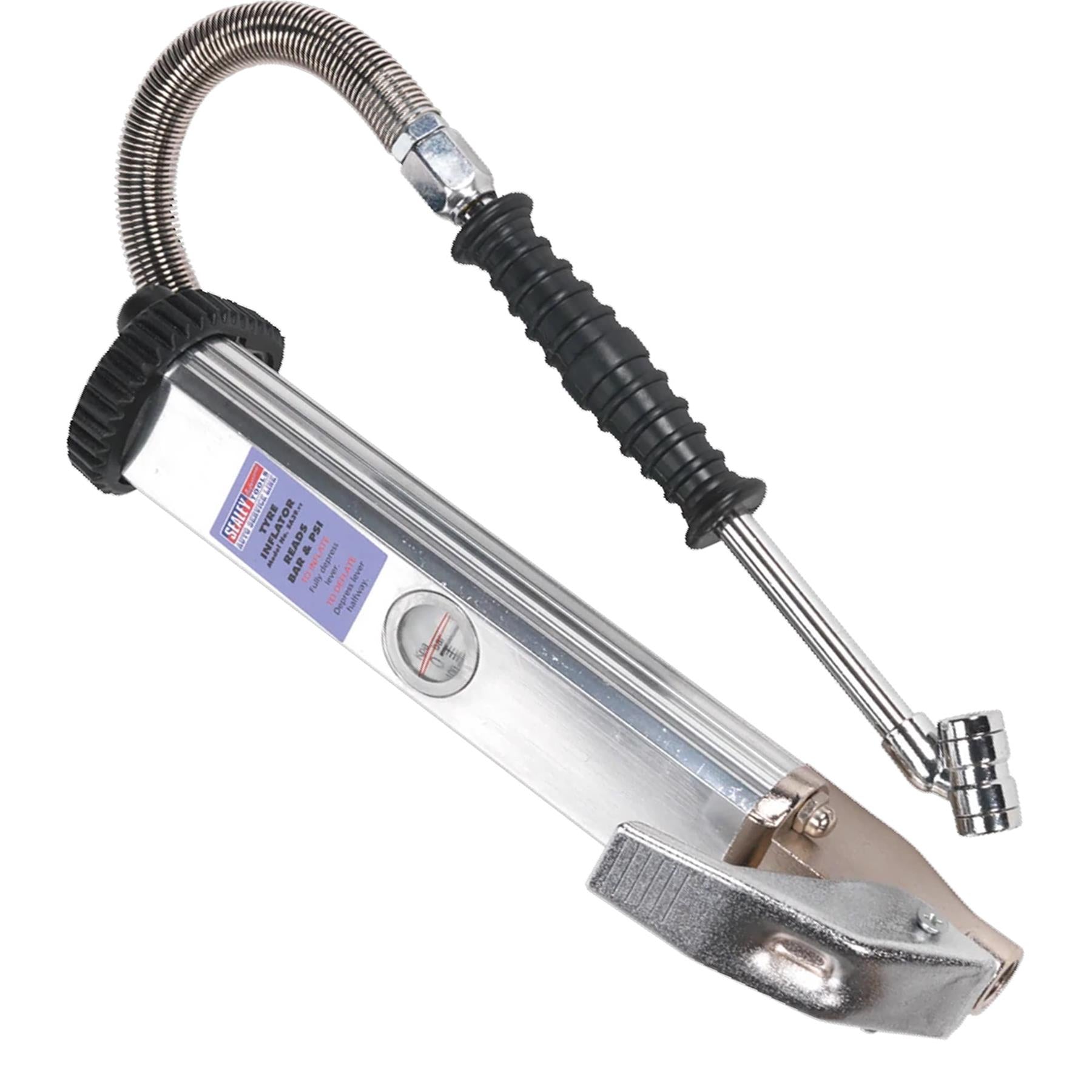 Sealey Tyre Inflator Long Type with Twin Push-On Connector
