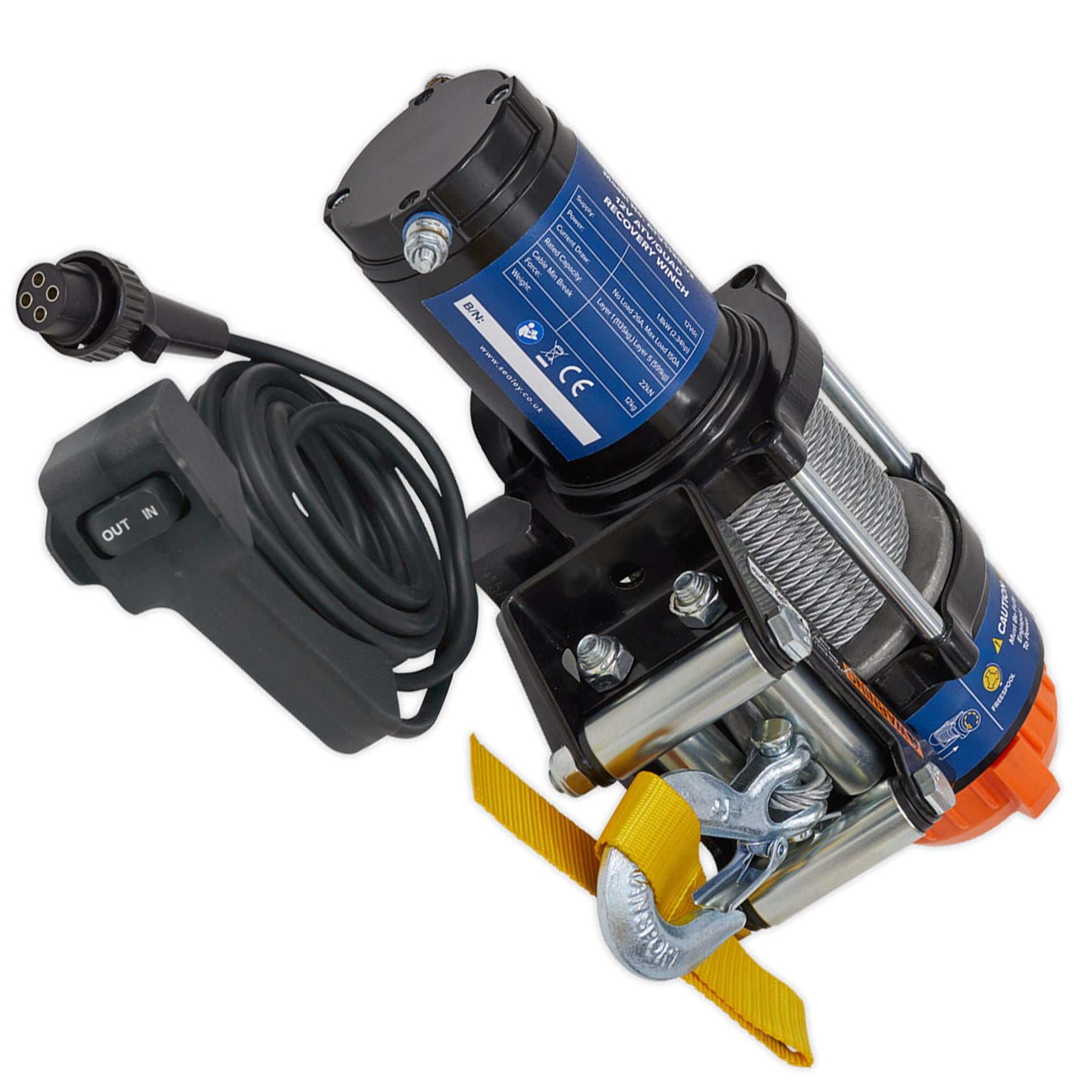 Sealey ATV/Quad Recovery Winch 1135kg (2500lb) Line Pull 12V