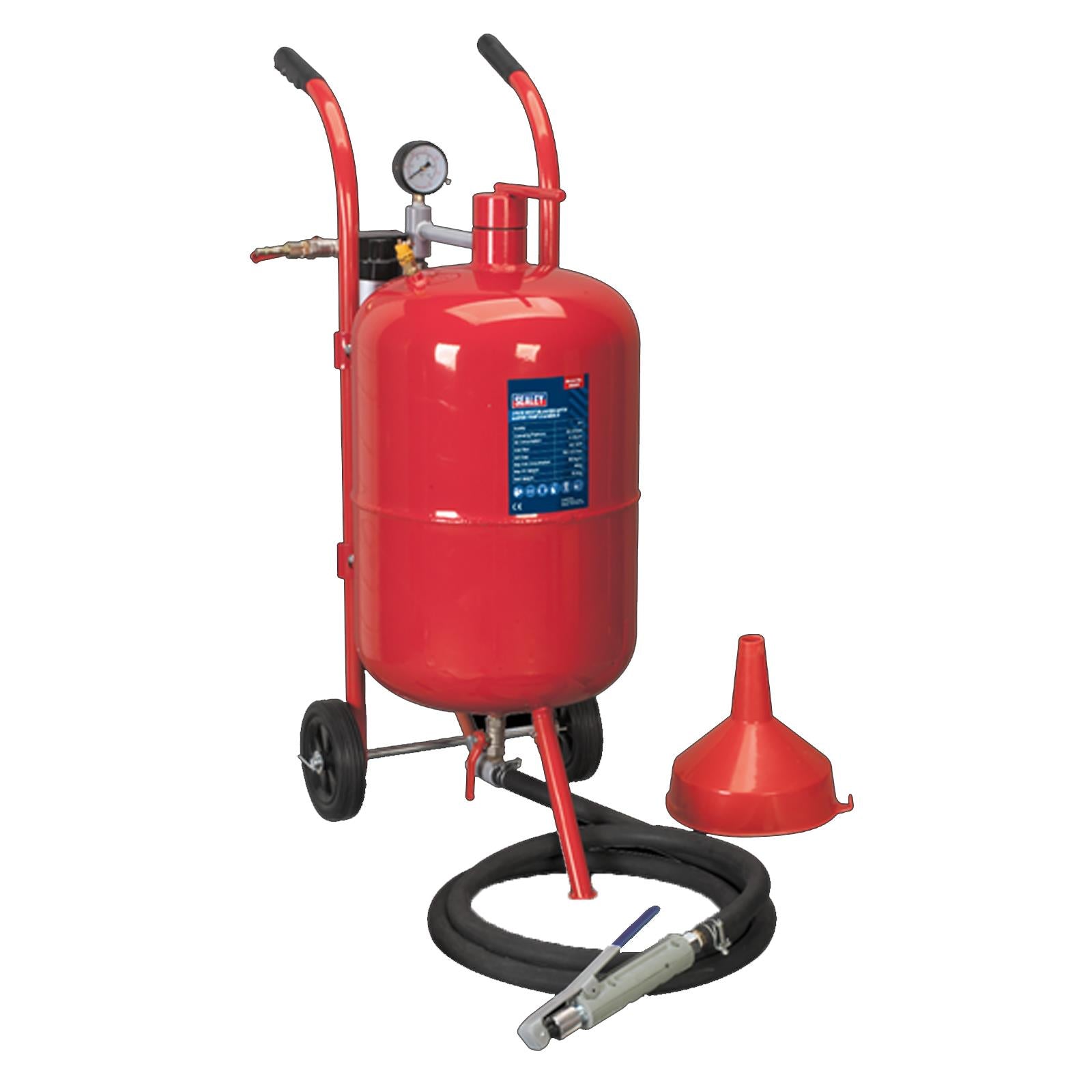 Sealey SB997 Shot Grit Sand Blaster Blasting With Gun Water Trap & Wheels 37L