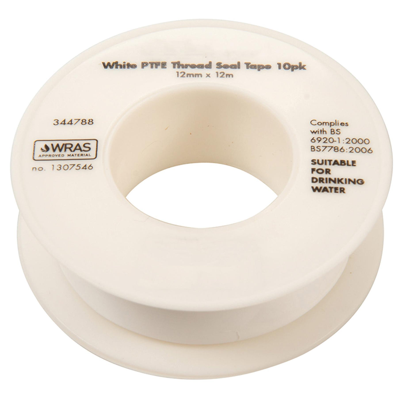 White PTFE TAPE Threaded Seal Fitting Water Plumbing Tape 12mm x 12m Pack of 10