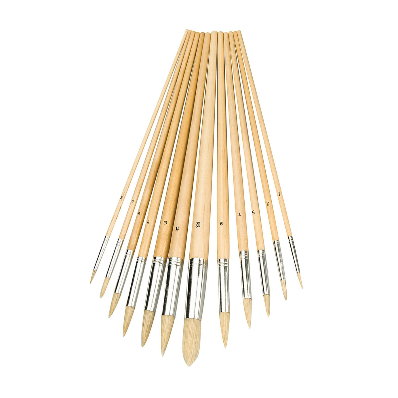 12Pce Artists Paint Brush Set Pointed Tip Sizes 1mm - 12mm For Finishing Work