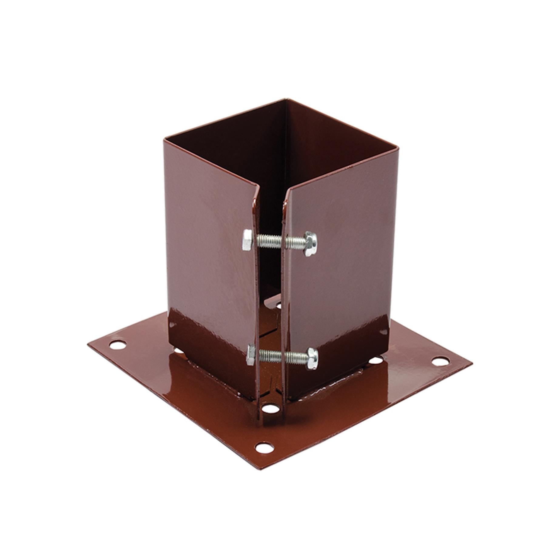 Fence Post Support Bolt Down 4" 100mm Garden Holder Like Metpost Bolt Grip Brown[Pack Of 12,DP02976]