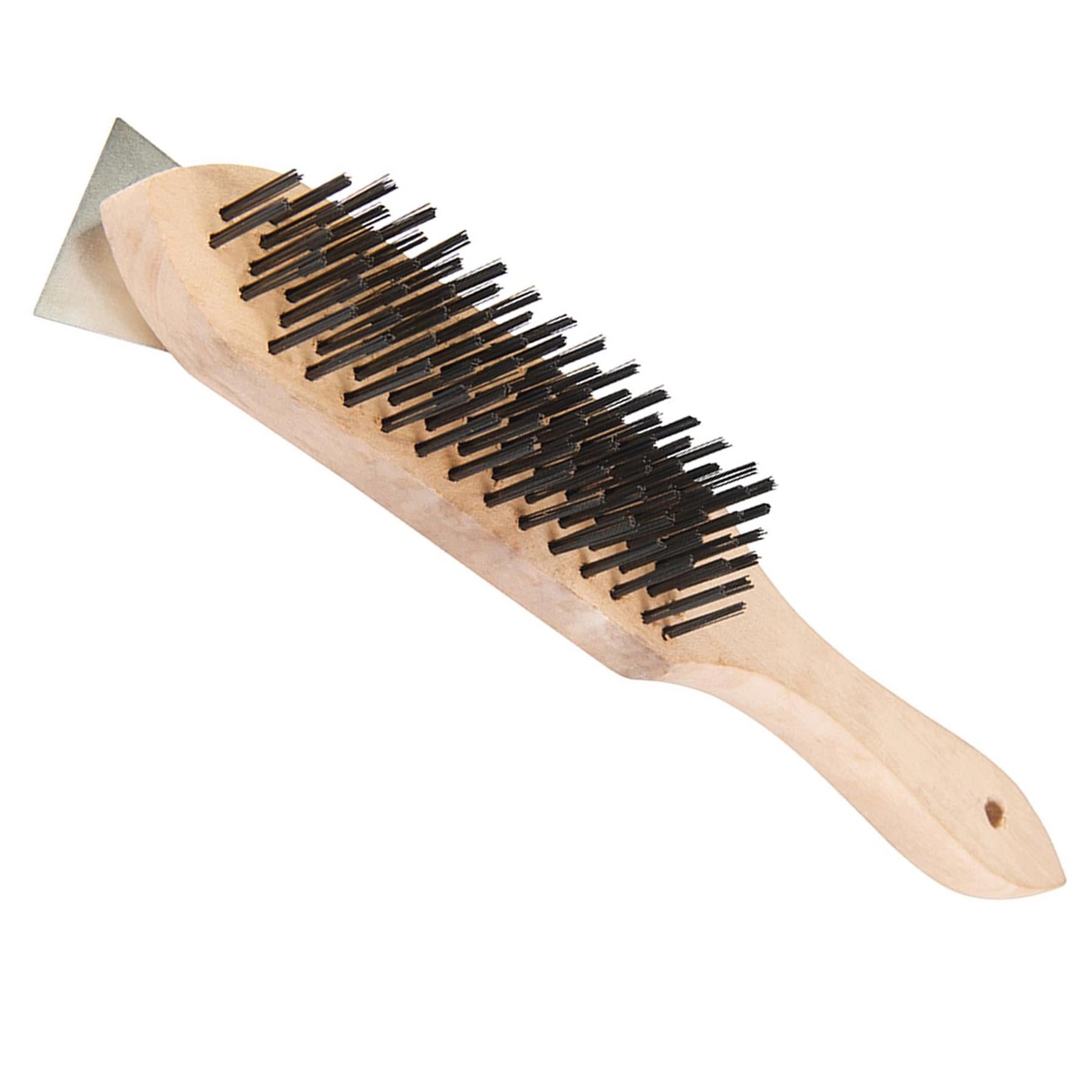 Wooden Wire Brush & Scraper 6 Row Wooden Handle With Scraper Heavy Duty