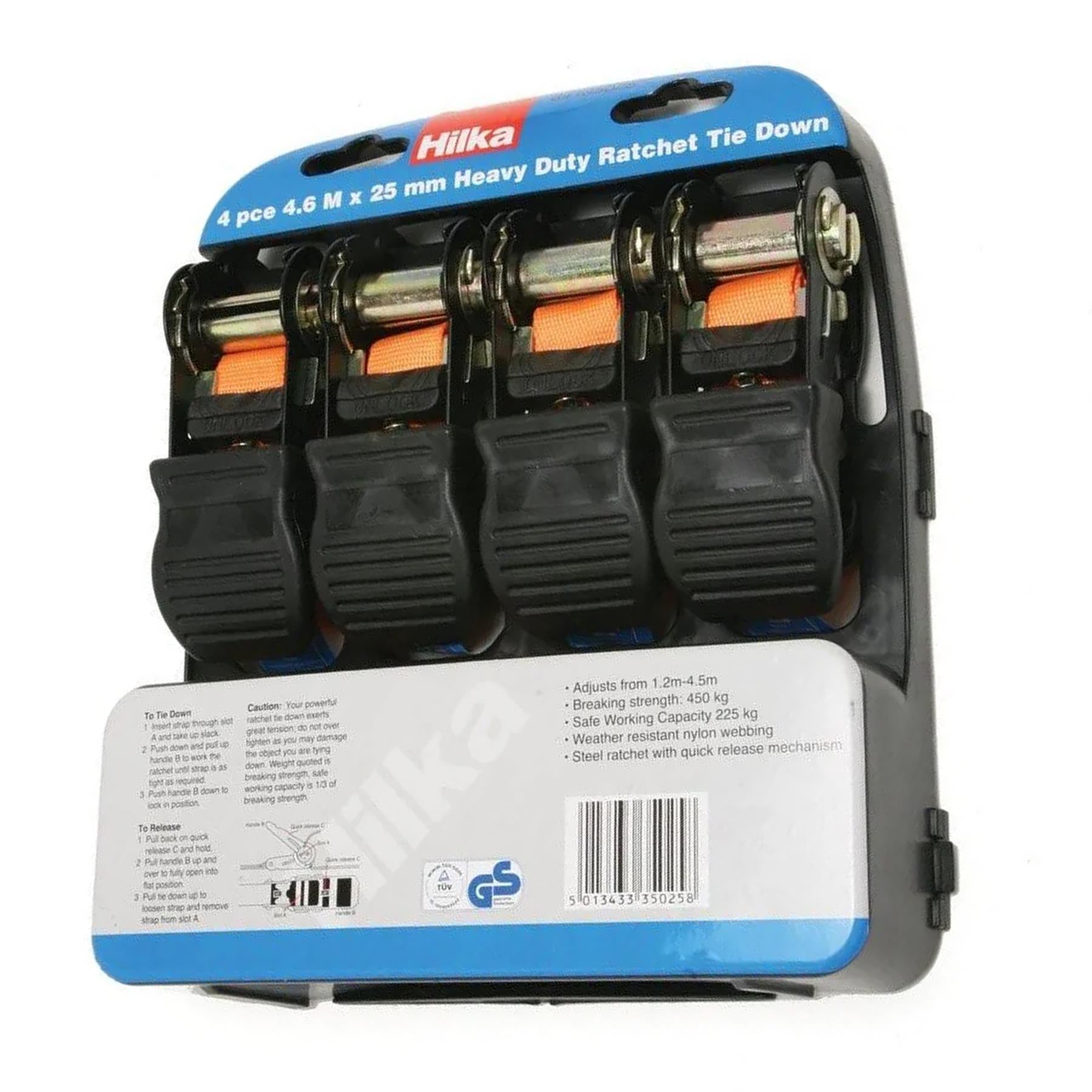 4 Piece 25mm x 4.5m Ratchet