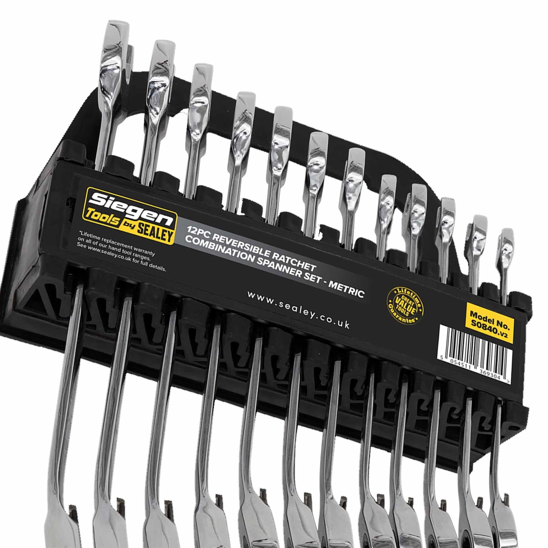 Sealey Reversible Ratchet Combination Spanner Set 12pc Metric