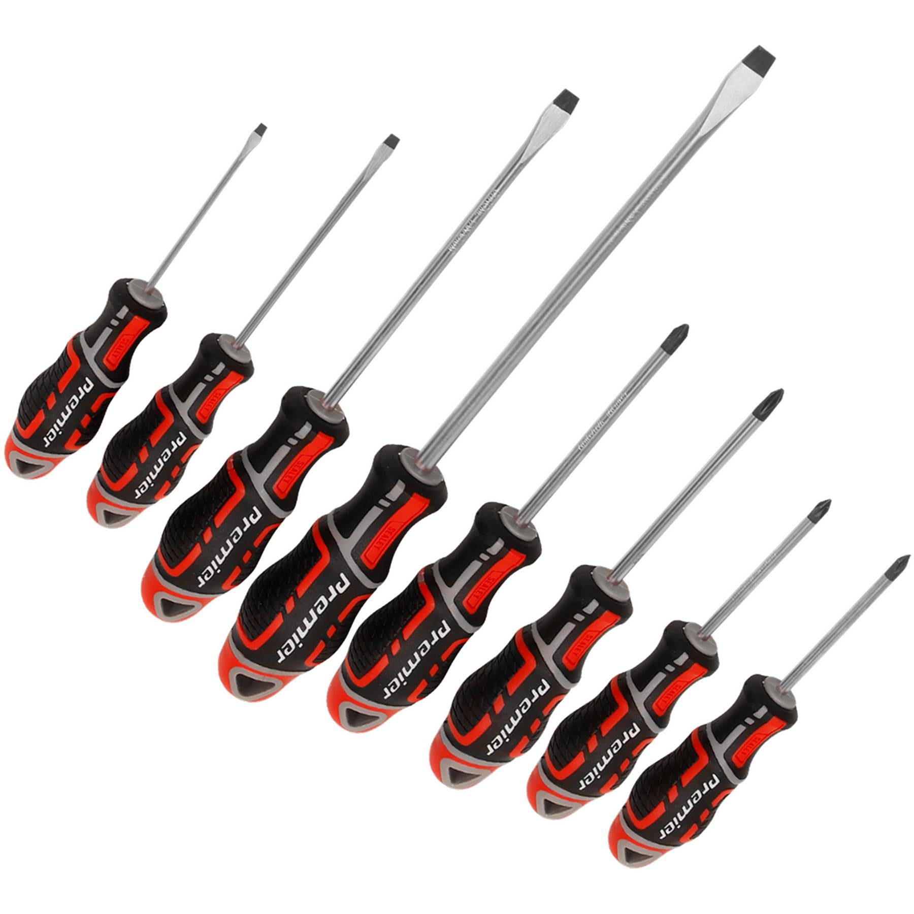 Sealey 8pc Screwdriver Set Slotted Phillips Pozi 75-200mm Magnetic GripMax Red
