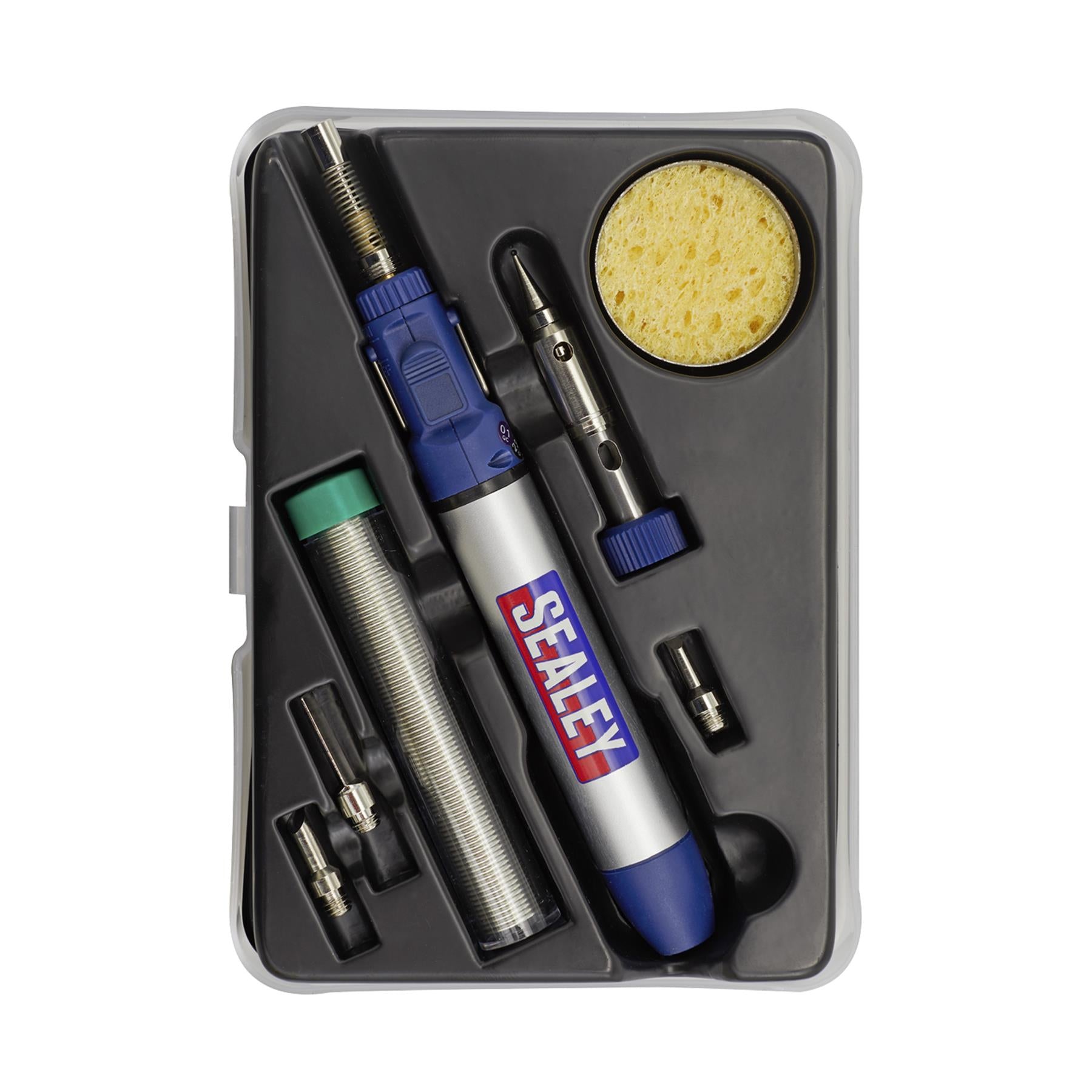 Sealey Micro Butane Torch 7pc Kit Gas Iron Kit Ignite Welding Torch Tool Case