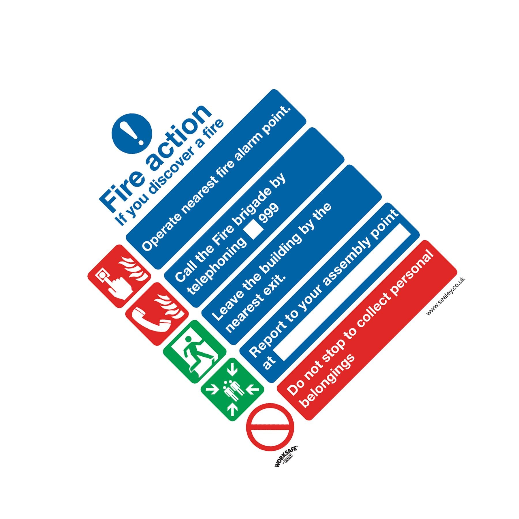 Safe Conditions Safety Sign - Fire Action Without Lift - Self-Adhesive Vinyl
