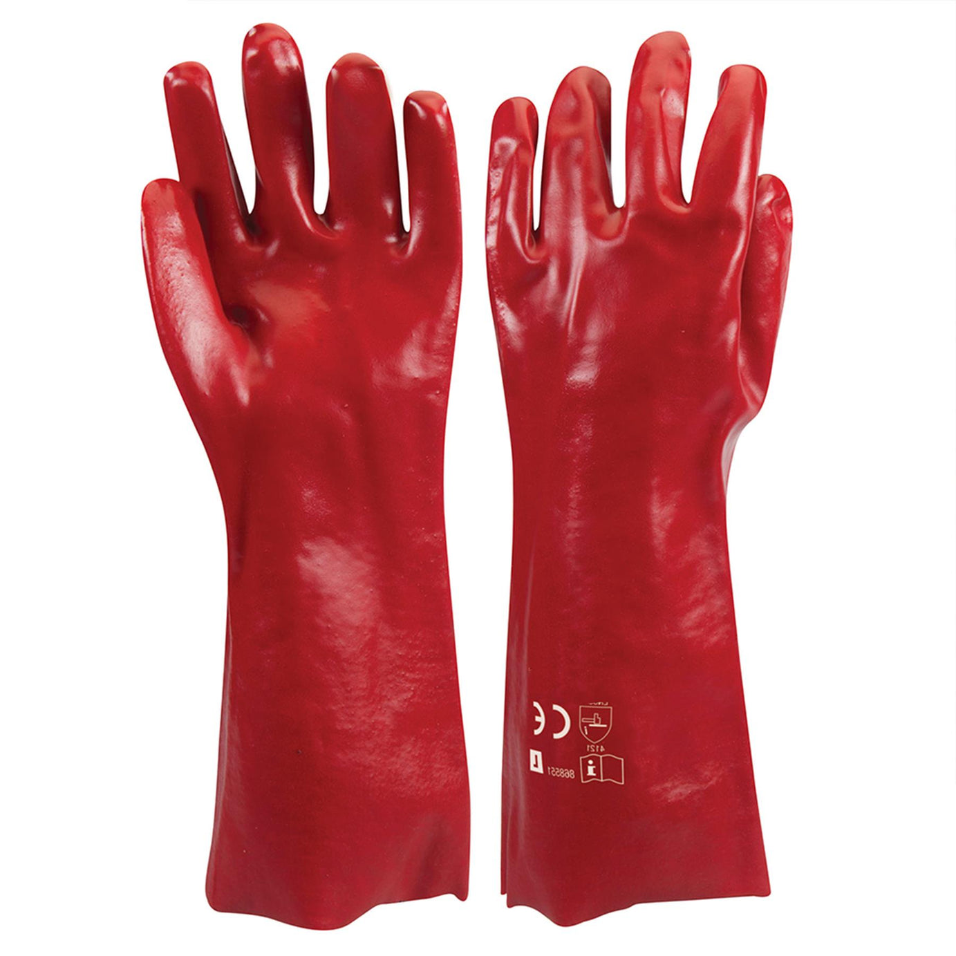 12 X Red PVC Gauntlets Full Dipped Quality Safety Protective Workwear PPE