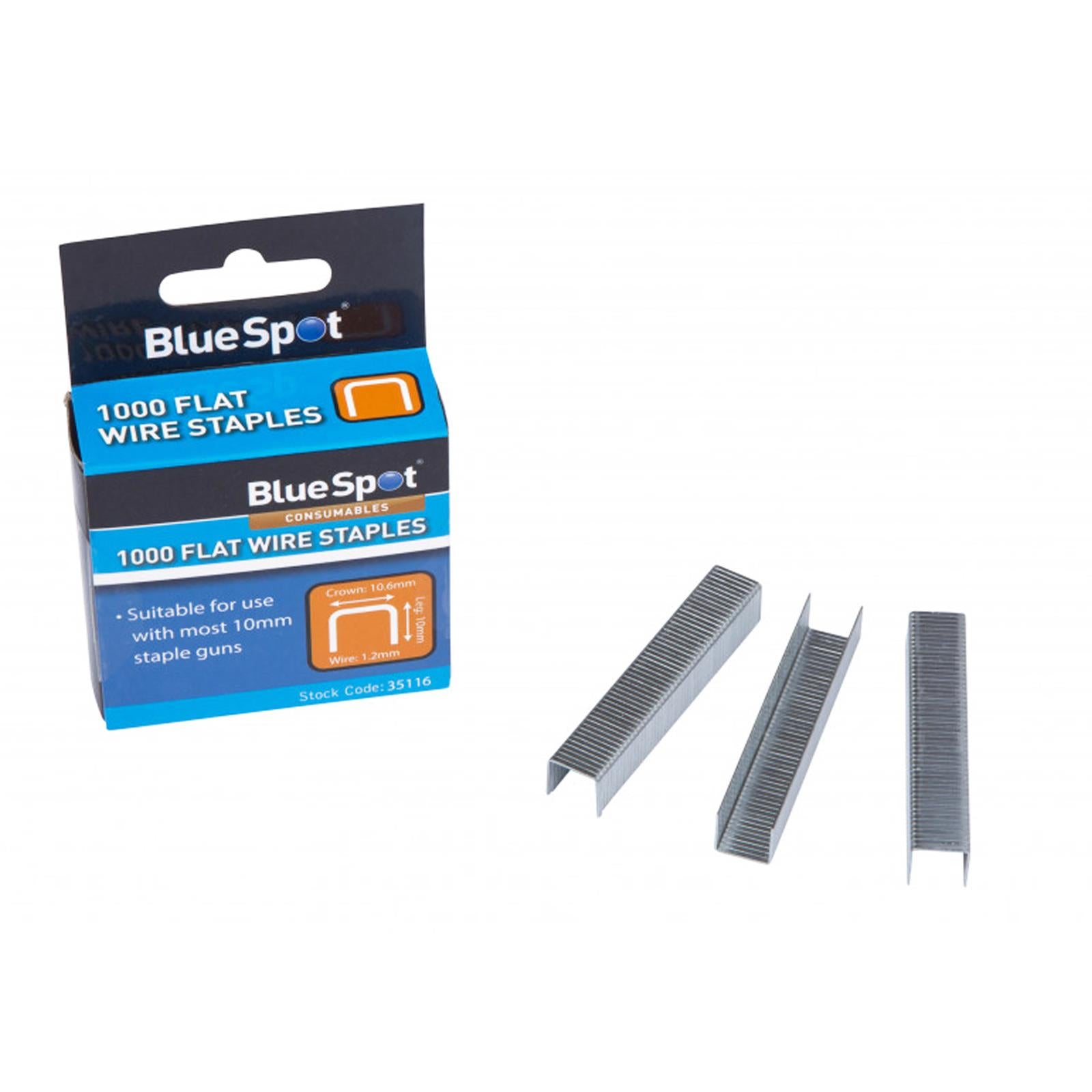 BlueSpot 1000 x 10mm Flat Wire Staples - Suitable For Use With 10mm Staplers T50 Type