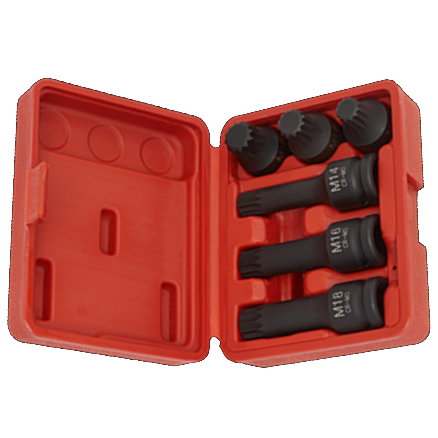 Sealey Impact Spline Socket Bit Set 6pc 1/2"Sq Drive