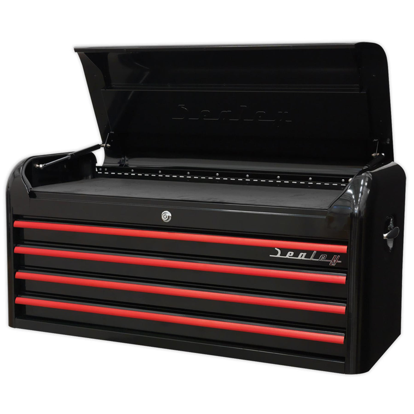 Sealey Topchest 4 Drawer Retro Style-Black//Red Anodised Draw Pulls