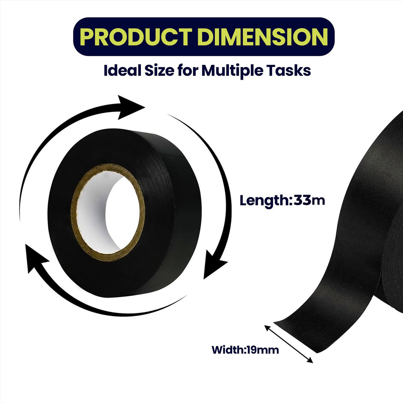 19mm X 33m Black Electrical PVC Insulation / Insulating Tape Flame Retardant 10PCS