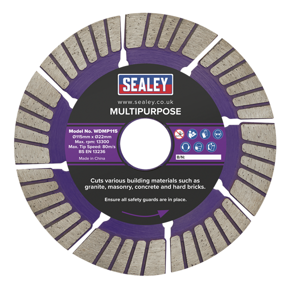 Sealey Cutting Disc Multipurpose Dry/Wet Use �115mm