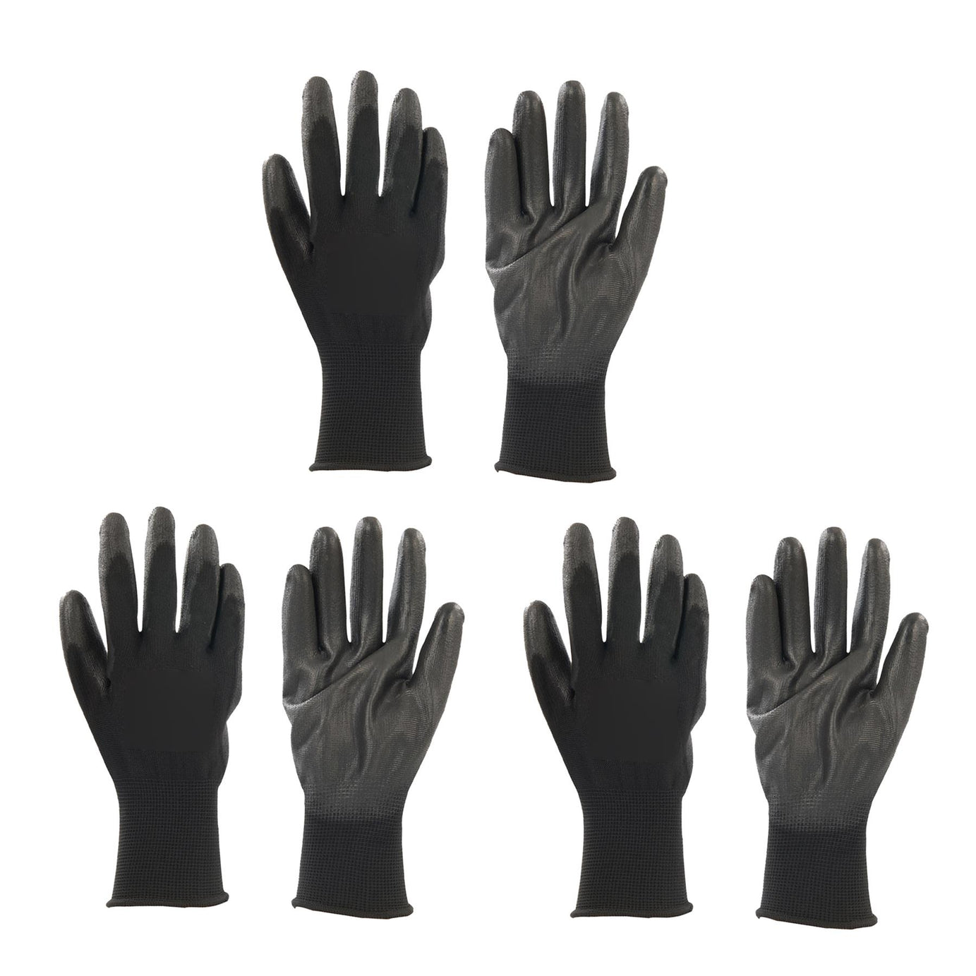 3x PU Palm Coated Work Wear Gardening Black Safety Gloves M 9