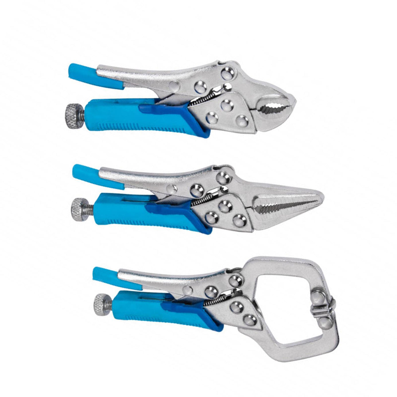BlueSpot 3Pce Mini Locking Grip Plier And Clamp Set Professional Quality - Mole Grips