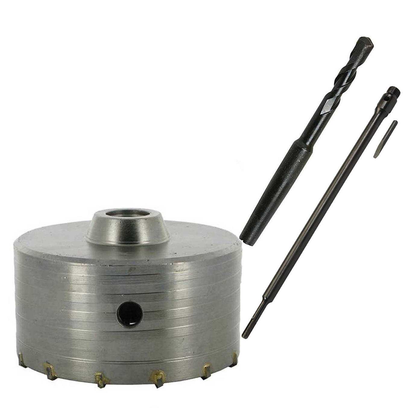 TCT Core Drill Bit 115mm Hole Saw Masonry Stone Brick SDS Plus 1150mm Shaft Pilot