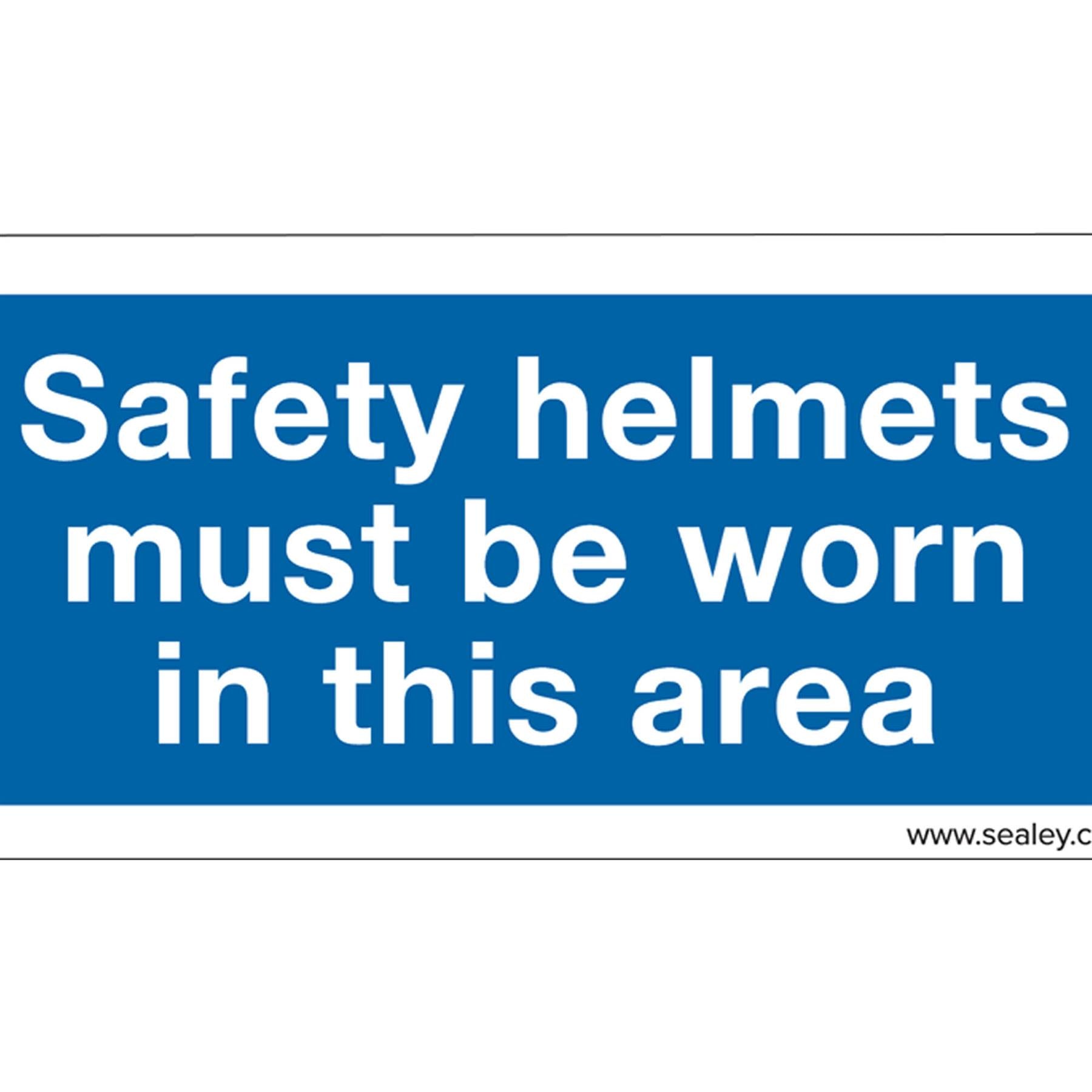 Mandatory Safety Sign - Safety Helmets Must Be Worn In This Area - Rigid Plastic