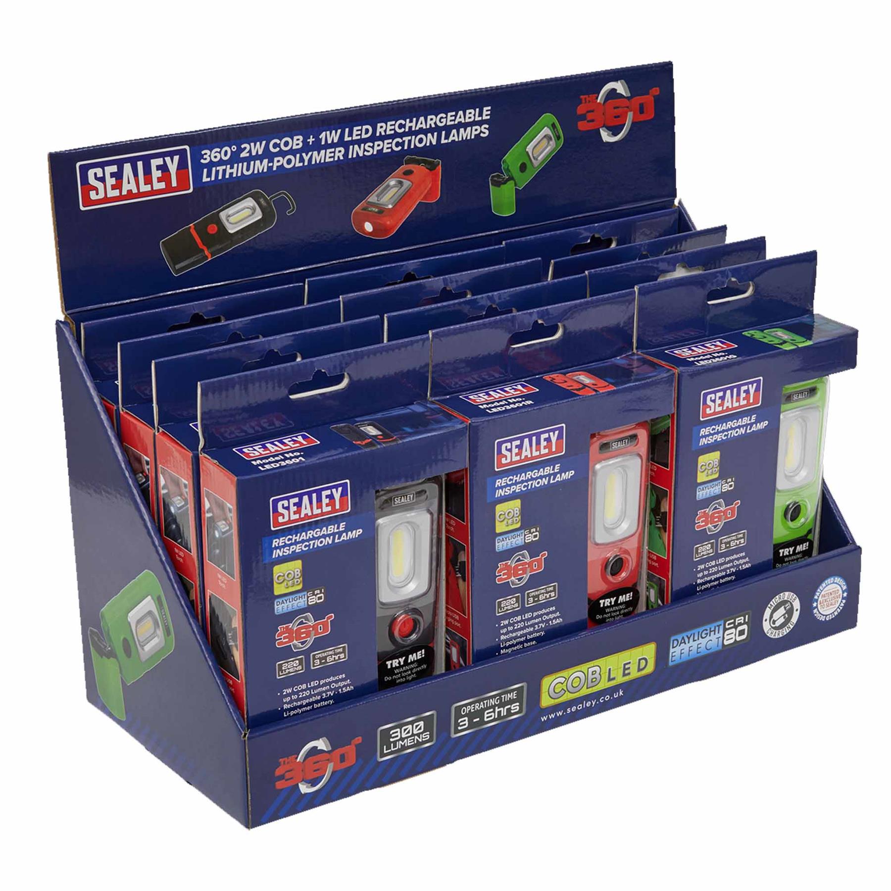 Sealey LED3601 Series Inspection Light Combination - Display Pack of 12