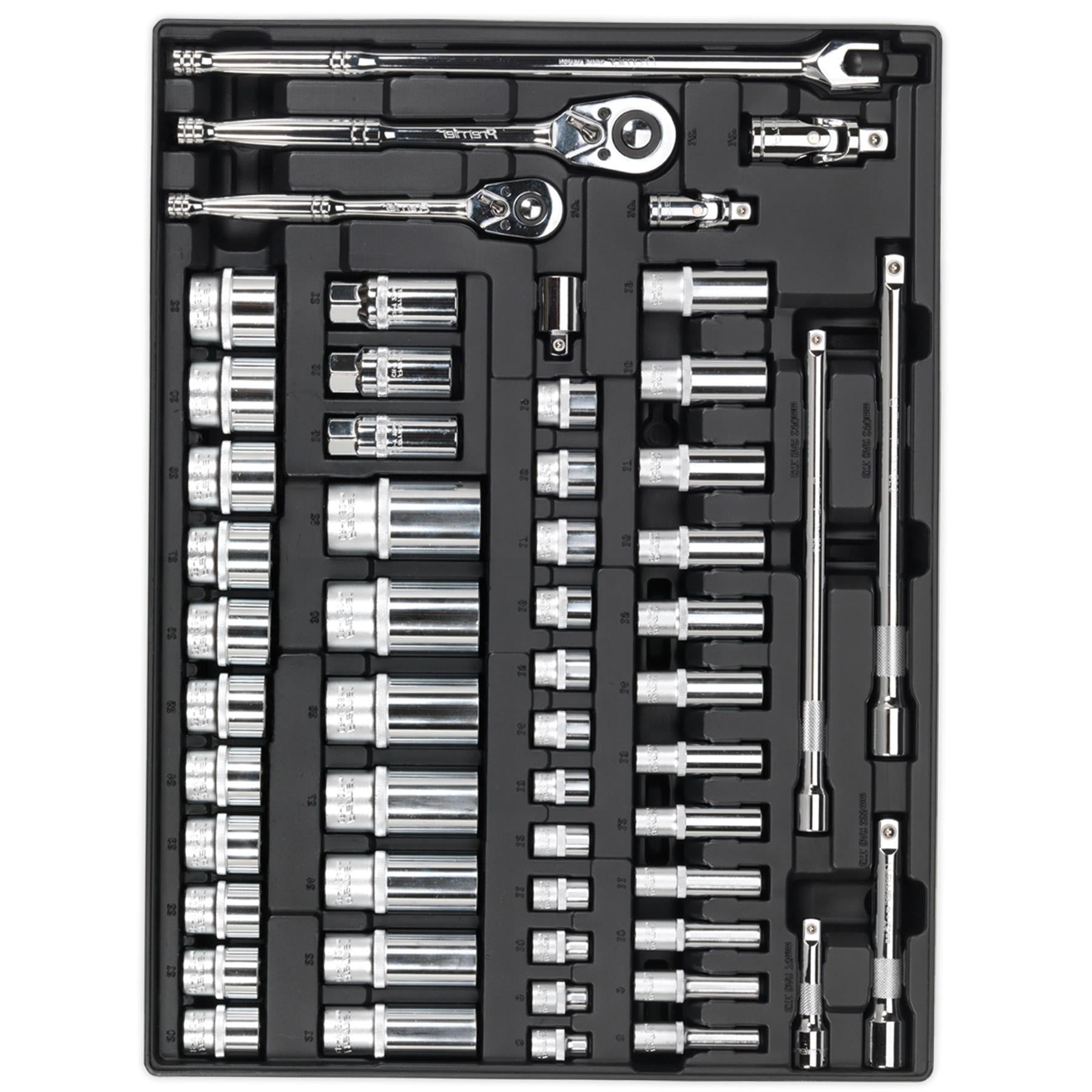 Sealey Tool Tray with Socket Set 55pc 3/8" & 1/2"Sq Drive