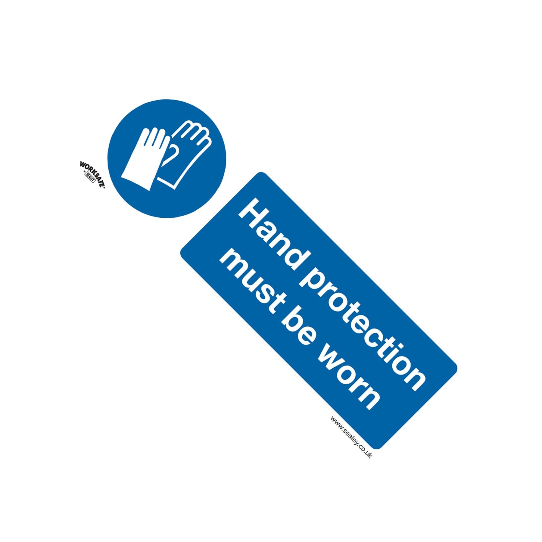 Mandatory Safety Sign - Hand Protection Must Be Worn - Rigid Plastic