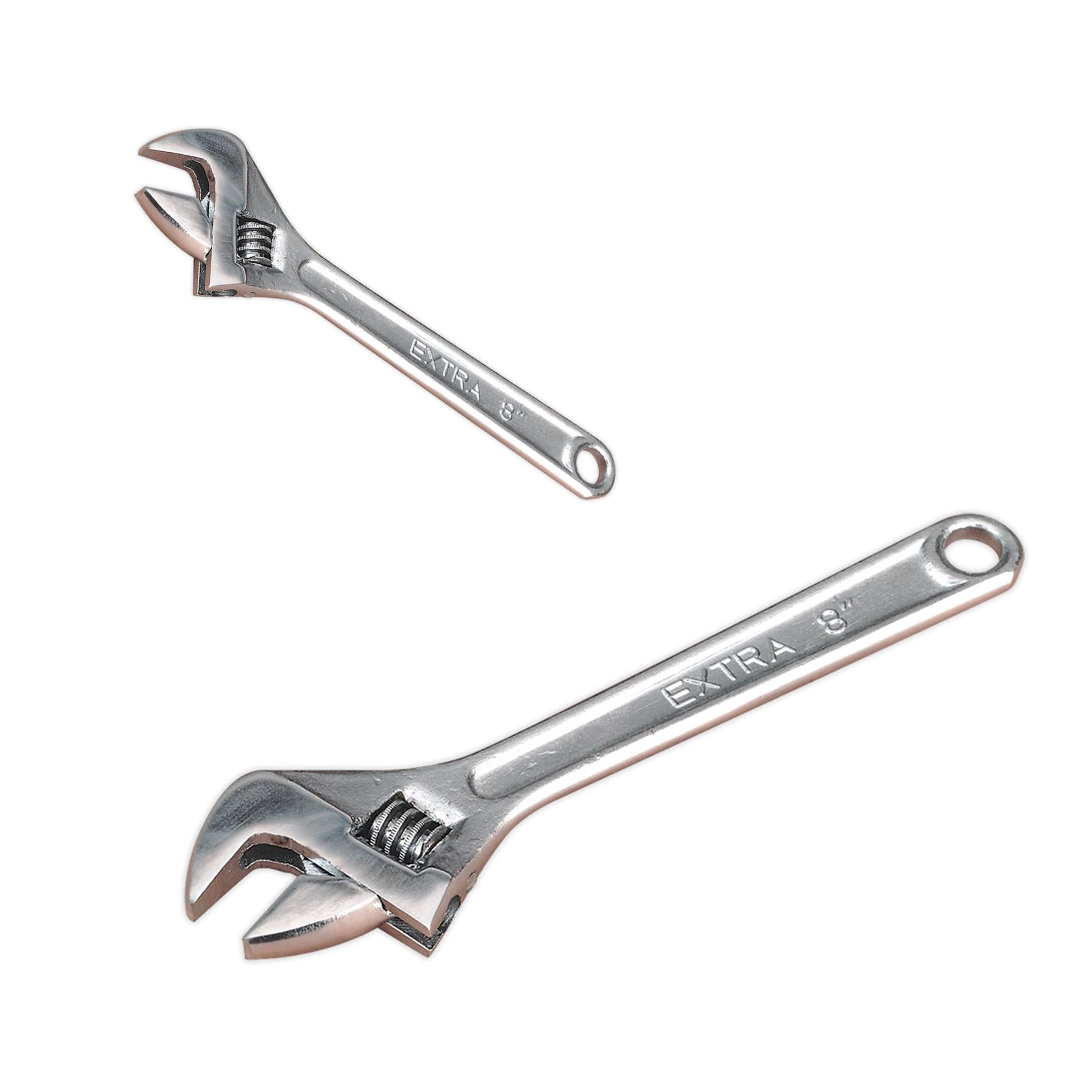 Sealey Adjustable Wrench 200mm Steel with a chrome plated