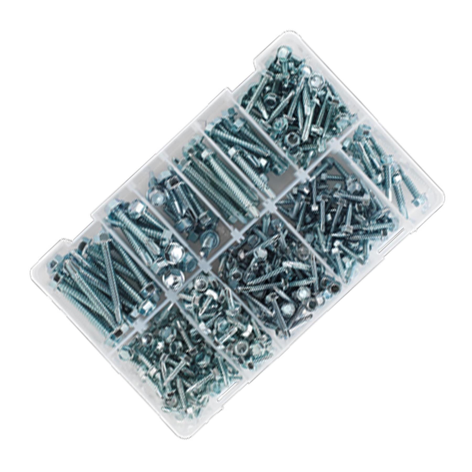 Sealey Self Drilling Screw Assortment 410pc Hex Head ZincSealey 410pcs Zinc Plated Steel Self Drilling Screw Assortment Set Hex Head