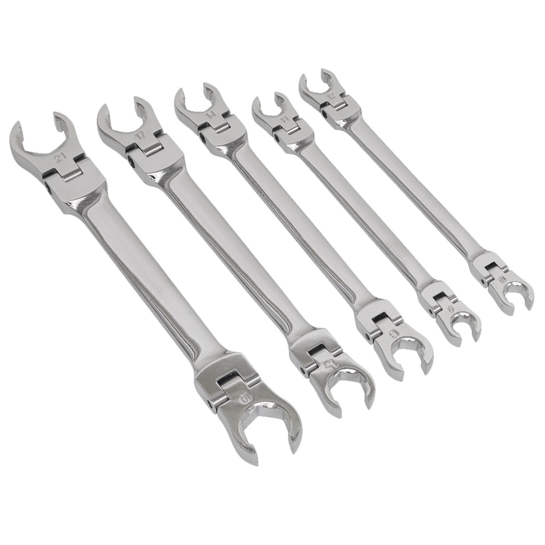 Sealey Flexi-Head Flare Nut Spanner Set 5pc